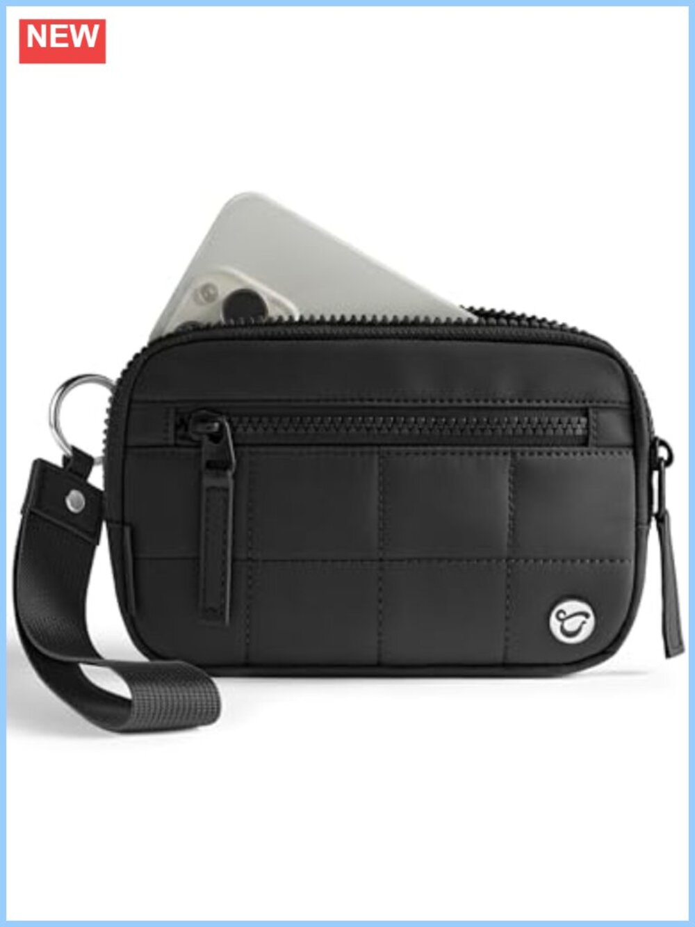 Quilted RFID Blocking Wristlet Wallet Card Holder Zip Purse